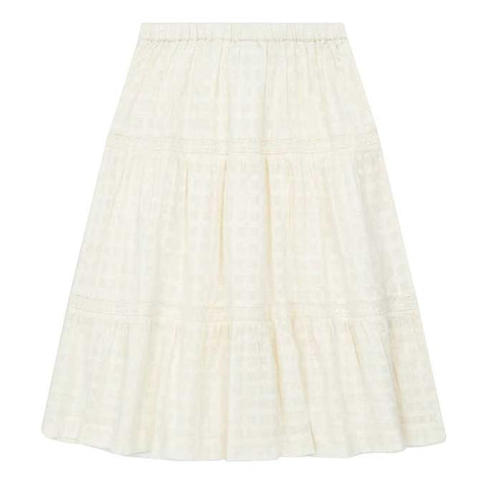 BONTON Celine English Embroidery Midi Skirt