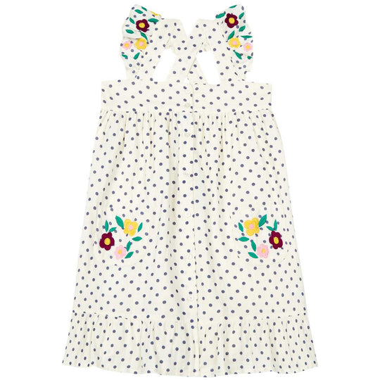 BONTON Elodie Embroidered Polka Dot Dress
