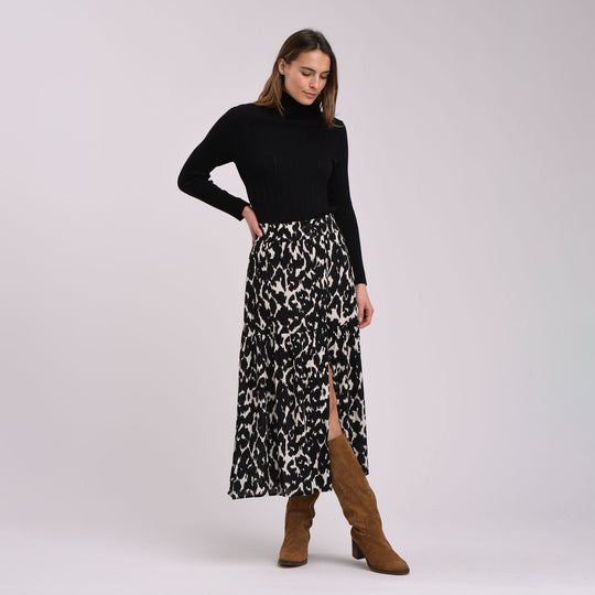 LA FÉE MARABOUTÉE Zineta Printed Skirt - Ecru/Noir