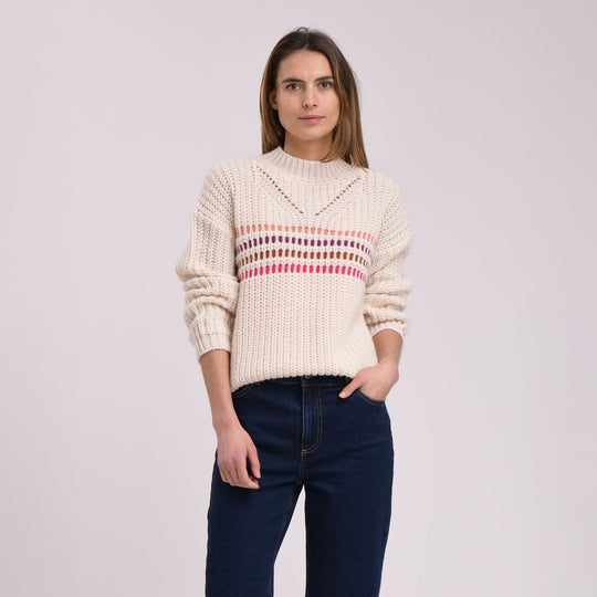 LA FÉE MARABOUTÉE Zeste Gelato Sweater - Ecru/Rose
