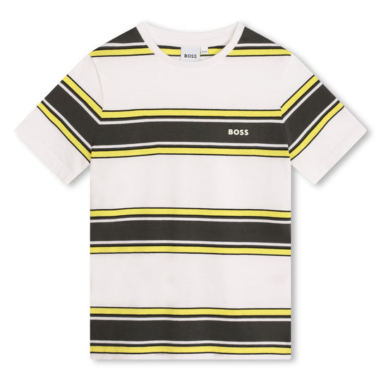 BOSS KIDSWEAR Yellow Striped Classic T-shirt