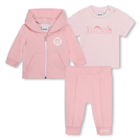 BOSS KIDSWEAR Pink Tracksuit And T-shirt Baby Set