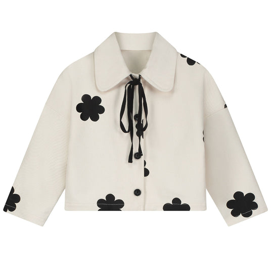 LITTLE CREATIVE FACTORY Coral Reef Crop Jacket - Black Flower Print