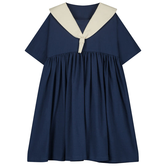 LITTLE CREATIVE FACTORY Cruise Dress - Cream & Dark Blue