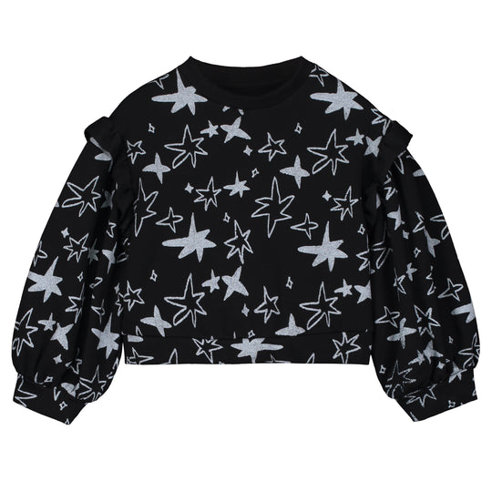 LITTLE CREATIVE FACTORY Star Balloon Sweatshirt - Black & Cream