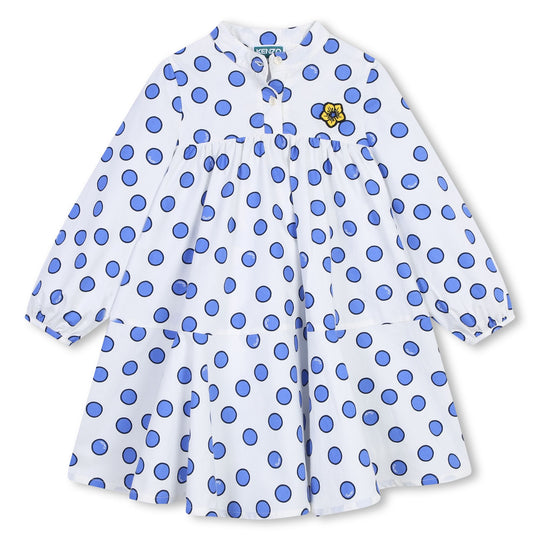 KENZO KIDS Poplin Cotton Daisy Dot Dress
