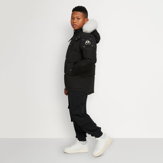 Unisex 3Q Jacket with Shearling Hood - Black / Natural