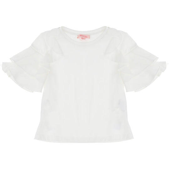 IMPERIAL Ruffle Sleeve T-shirt - White