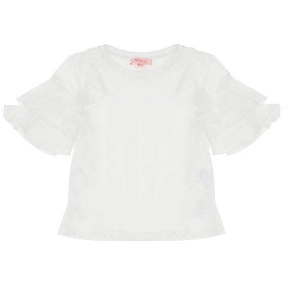 Ruffle Sleeve T-shirt - White