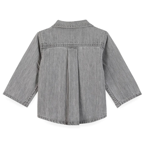 Soft Grey Embroidered Pan Baby Shirt