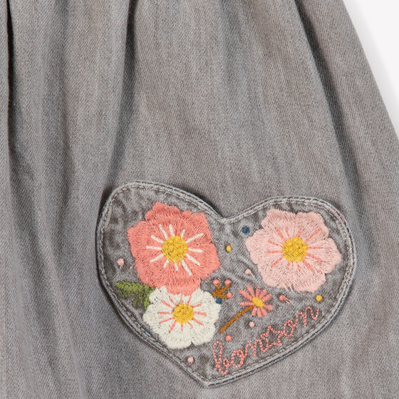 Soft Grey Embroidered Douchka Skirt