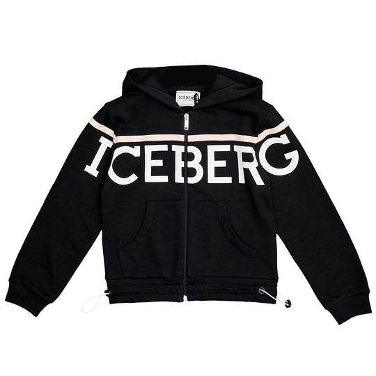ICEBERG Logo Stripe Cinch-Waist Zip Hoodie