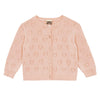 Openwork Heart Knit Baby Cardigan - Pink Shell