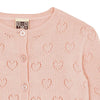 Openwork Heart Knit Baby Cardigan - Pink Shell