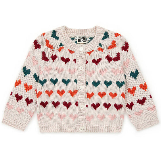 Jacquard Heart Knit Cardigan