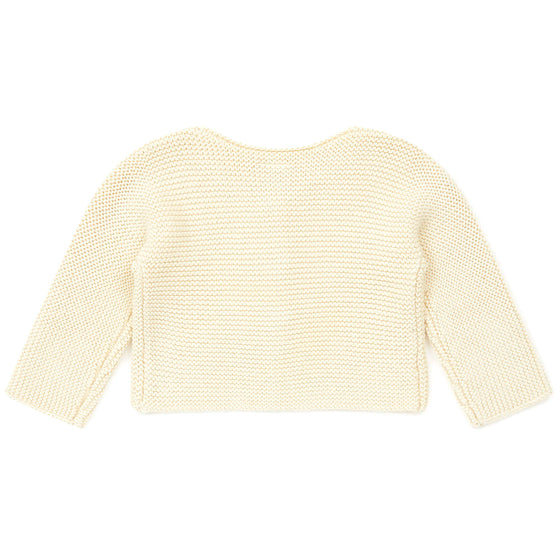 Timousse Heart Knit Baby Cardigan, Cream