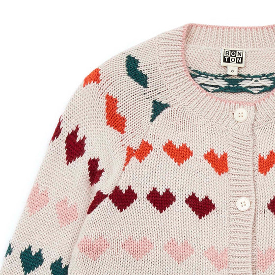 Jacquard Heart Knit Cardigan  - FINAL SALE