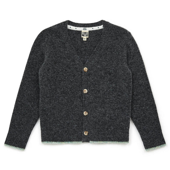 Contrast Hem Charcoal Cardigan  - FINAL SALE