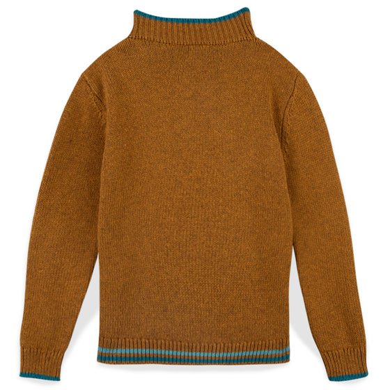 Contrast Hem Malt Pullover Sweater