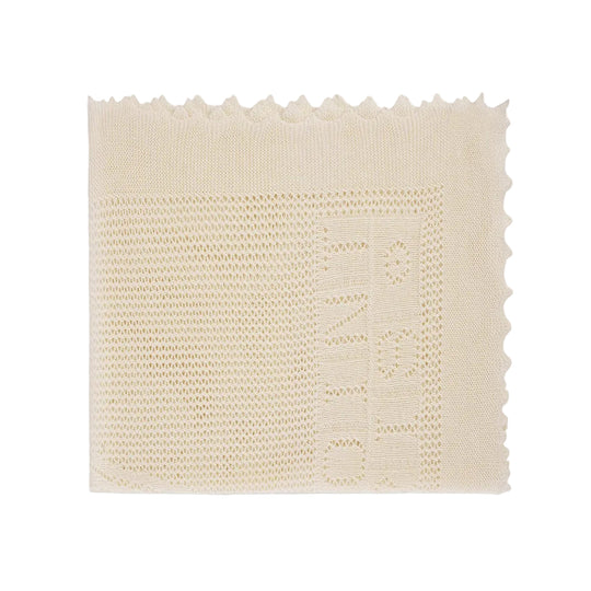 BONPOINT Embroidered Knit Blanket - Blanc Lait