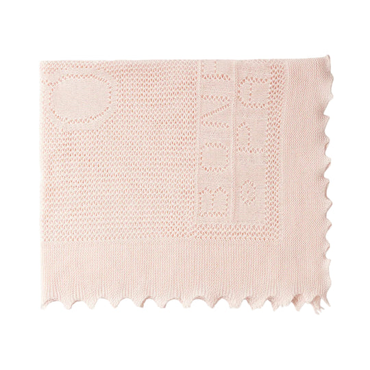 BONPOINT Embroidered Knit Blanket - Rose Pale