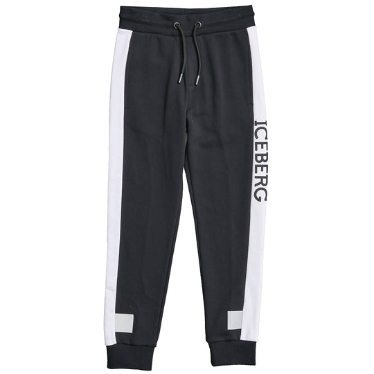 ICEBERG Logo Stripe Sweatpants - Black