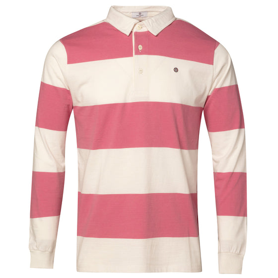 Striped Jersey Rugby Polo - Raspberry  - FINAL SALE