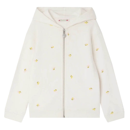 BONPOINT Talent Cherries Zip Hoodie - Ecru
