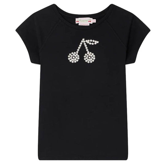 BONPOINT Asmae Embroidered Cherries T-Shirt - Faux Noir