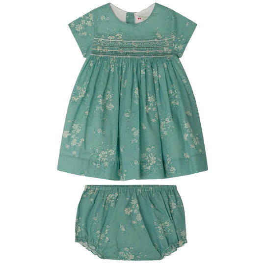 BONPOINT Maruska Baby Dress & Bloomers - Emerald