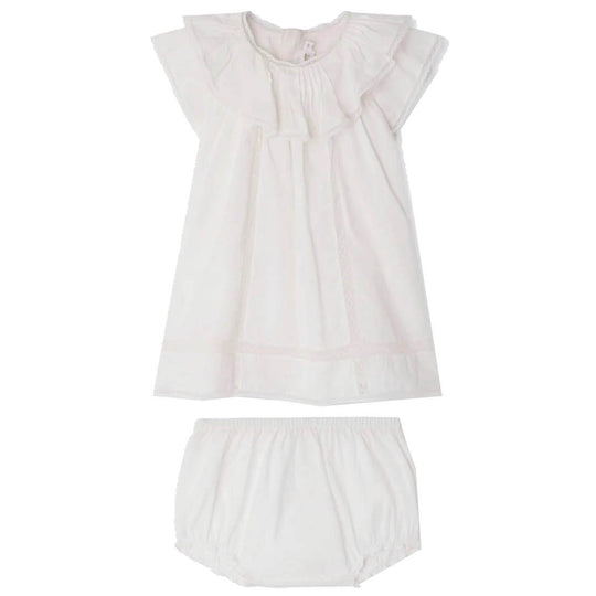 BONPOINT Lenou Baby Dress & Bloomers - Blanc Lait