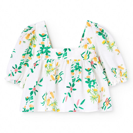 THE ANIMALS OBSERVATORY Mandrill White Flower Blouse