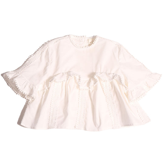 TIA CIBANI Pearl Flutter Sleeve Blouse 