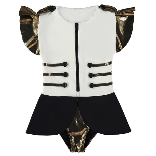 LITTLE CREATIVE FACTORY Circus Bathing Suit - Cream, Black, & Gold