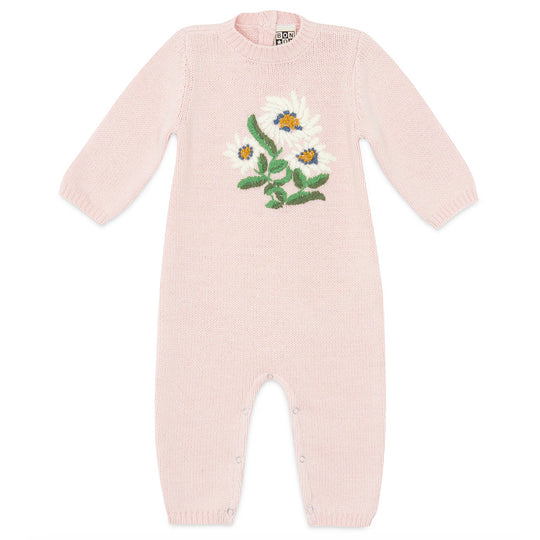 BONTON Rose Garden Knit Baby Jumpsuit - Pink