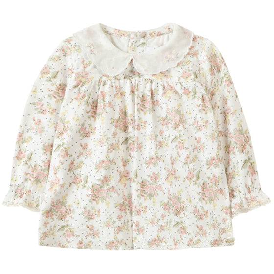 Embroidered Collar Corduroy Baby Blouse