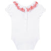 Embroidered Ruffle Collar Bodysuit - Red