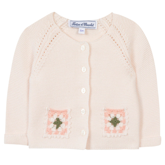 Embroidered Pockets Baby Cardigan