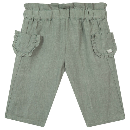 Frilly Pockets Linen Baby Pants