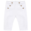 Classic Side-Buttoned White Pants