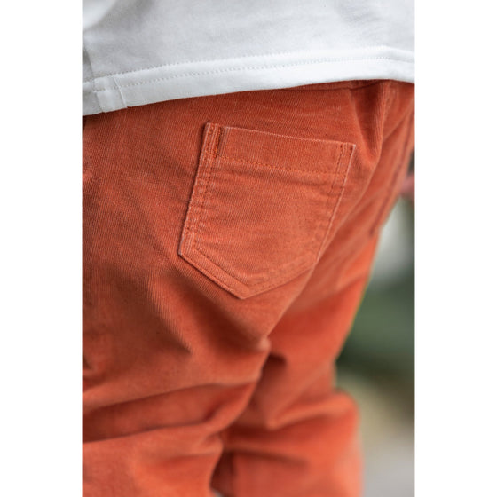 Fine Rib Corduroy Baby Pants - Terracotta