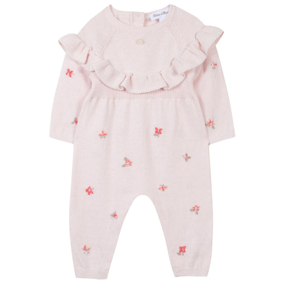 Floral Embroidered Knit Baby Jumpsuit