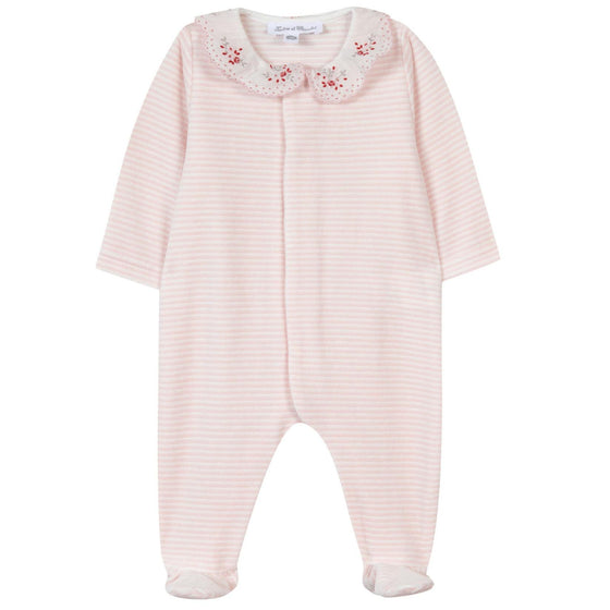 Pale Rose Embroidered Footed Pajamas