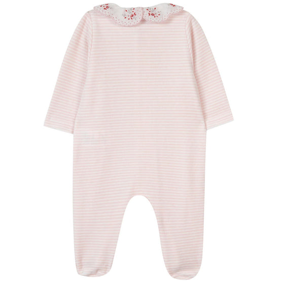 Pale Rose Embroidered Footed Pajamas