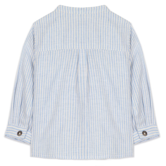 Azure Linen Striped Baby Shirt