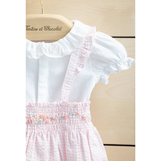 Sweet Embroidered Gingham Romper