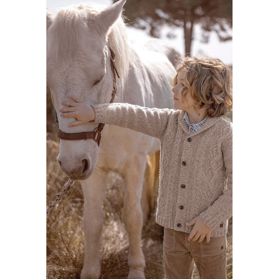 Shawl Collar Cableknit Cardigan