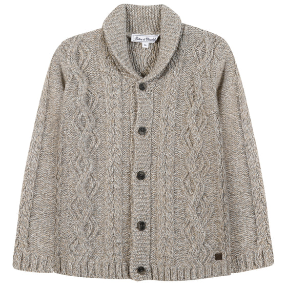 Shawl Collar Cableknit Cardigan