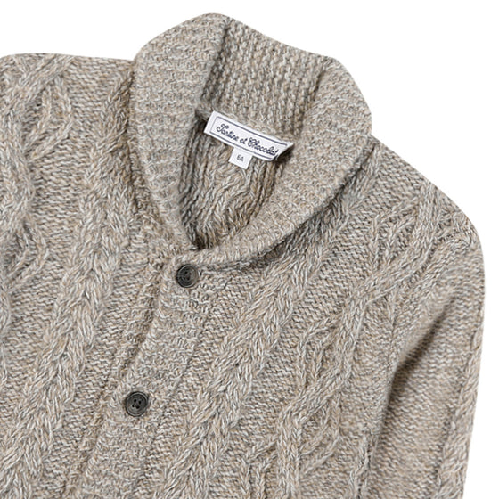 Shawl Collar Cableknit Cardigan