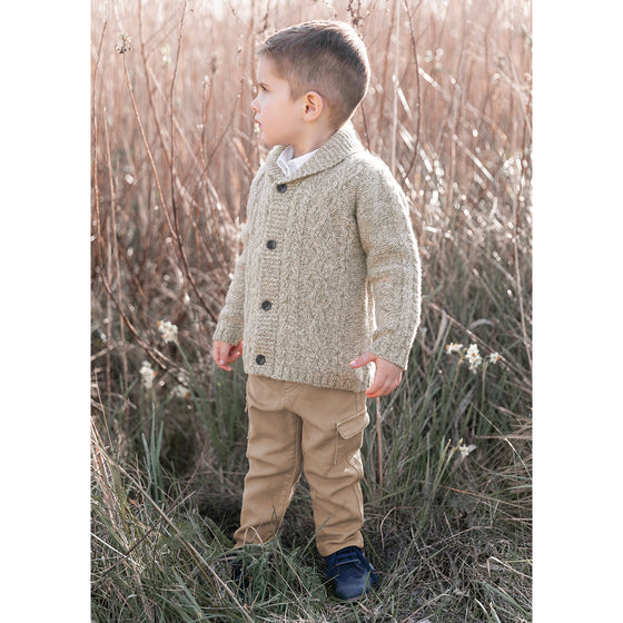 Shawl Collar Cableknit Baby Cardigan